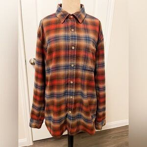 Pendleton Flannel Button Up Shirt Men’s Size M Burnt Orange & Blue Cotton